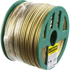 STAYER 4 мм, 100 м, трос стальной в полимерной оболочке 30410-40 STAYER 4 мм, 100 м, трос стальной в полимерной оболочке 30410-40