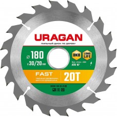 URAGAN Fast 180х30/20мм 20Т, диск пильный по дереву URAGAN Fast 180х30/20мм 20Т, диск пильный по дереву