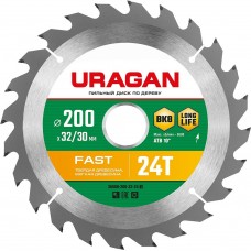 URAGAN Fast 200х32/30мм 24Т, диск пильный по дереву URAGAN Fast 200х32/30мм 24Т, диск пильный по дереву