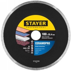 STAYER Ø 180Х25.4 мм, алмазный, cплошной, диск отрезной CERAMOPRO 3665-180_z02 Professional STAYER Ø 180Х25.4 мм, алмазный, cплошной, диск отрезной CERAMOPRO 3665-180_z02 Professional