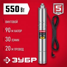 ЗУБР 550 Вт, 90 м напор, скважинный насос винтовой, корпус из нержавеющей стали (НСВ-75-90) ЗУБР 550 Вт, 90 м напор, скважинный насос винтовой, корпус из нержавеющей стали (НСВ-75-90)