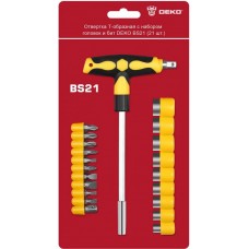 Отвертка Т-образная с набором головок и бит DEKO BS21 (21 шт.) 065-0698 Отвертка Т-образная с набором головок и бит DEKO BS21 (21 шт.) 065-0698