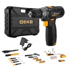 Аккумуляторная дрель-шуруповерт DEKO GCD12DU3 в кейсе + набор 104 инструмента для дома, 12В, 1х1.5Ач 063-4095 Аккумуляторная дрель-шуруповерт DEKO GCD12DU3 в кейсе + набор 104 инструмента для дома, 12В, 1х1.5Ач 063-4095