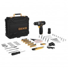 Аккумуляторная дрель-шуруповерт DEKO GCD12DU3 в кейсе + набор 193 инструмента для дома, 12В, 2х1.5Ач 063-4138 Аккумуляторная дрель-шуруповерт DEKO GCD12DU3 в кейсе + набор 193 инструмента для дома, 12В, 2х1.5Ач 063-4138