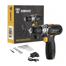 Аккумуляторная дрель-шуруповерт DEKO GCD12DU3 SET2 FU-Li-Ion + оснастка 13 шт, 12В, 1х1.5Ач, з/у 063-4146 Аккумуляторная дрель-шуруповерт DEKO GCD12DU3 SET2 FU-Li-Ion + оснастка 13 шт, 12В, 1х1.5Ач, з/у 063-4146