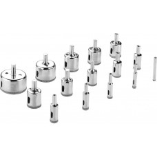 Набор алмазных коронок по стеклу и керамике DEKO DHS01, 15pcs (Diamond Bit Glass) 6-50мм 065-0541