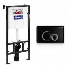 Инсталяция PESTAN SAVA FIX SLIM, клавиша смыва JEREZ, черный матовый/хром. глянец