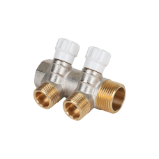 Коллектор латунный с регулирующими вентилями 1"x3/4" 2 вых.