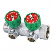 Коллектор регулирующий VARMEGA 3/4" 2 х 1/2" хромированный VM14602 Коллектор регулирующий VARMEGA 3/4" 2 х 1/2" хромированный VM14602