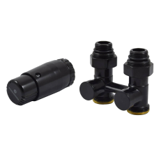 Комплект узла нижнего подкл SCHLOSSER прямой STANDARD 3/4" (Ral 9005) с термогол. М30х1,5, ниппеля 1/2"Х3/4"