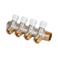 Коллектор латунный с регулирующими вентилями 1"x3/4" 4 вых