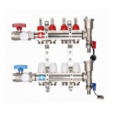 Коллекторная группа (латунь) с расходомерами полный комплект 3 выхода Ø1" GAPPO