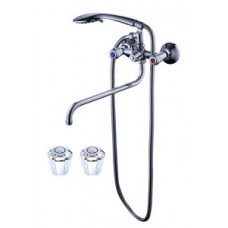 Смеситель для ванны лат. длин. кругл. S-излив встроен.диверт. КС 870142