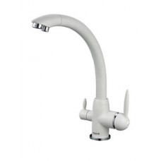 Смеситель для кухни лат. на гайке биканальный излив белый G-LAUF GOP18-A093KW Смеситель для кухни лат. на гайке биканальный излив белый G-LAUF GOP18-A093KW