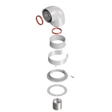 Колено 90° Ø60/100мм (коаксиальное) стартовое универсальное KRATS Колено 90° Ø60/100мм (коаксиальное) стартовое универсальное KRATS