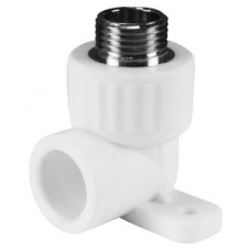 Уголок комб. с креплением нар.р. PP-R Ø25х3/4" VALFEX Белый (15/45) Уголок комб. с креплением нар.р. PP-R Ø25х3/4" VALFEX Белый (15/45)