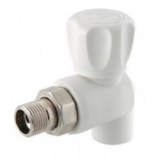 Кран шаровой с полусгоном PP-R угловой Ø20х1/2" VALTEC Белый (5/80) Кран шаровой с полусгоном PP-R угловой Ø20х1/2" VALTEC Белый (5/80)