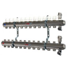 Коллекторная группа (латунь) без расходомеров с ВО и дренажными кранами 9 выходов Ø1" VALTEC (1) Коллекторная группа (латунь) без расходомеров с ВО и дренажными кранами 9 выходов Ø1" VALTEC (1)