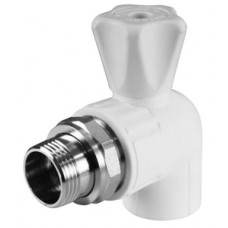 Кран шаровой с полусгоном PP-R угловой Ø20х1/2" VALFEX Белый (10/60) Кран шаровой с полусгоном PP-R угловой Ø20х1/2" VALFEX Белый (10/60)