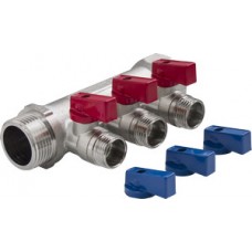 Коллектор с отсекающими кранами 3 вых. Ø3/4"х1/2" нар.р. VALFEX (36) Коллектор с отсекающими кранами 3 вых. Ø3/4"х1/2" нар.р. VALFEX (36)