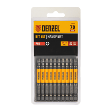 Бита DENZEL PH2х70, сталь S2, цилиндр., 10 шт. Е 6,3