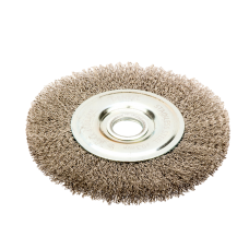 Щетка для УШМ DENZEL 746643, 150 мм, «плоская», витая нержавеющая проволока 0.3 мм, посадка 22.2 мм