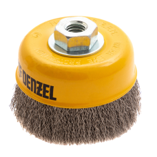 Щетка для УШМ DENZEL 746053, 100 мм, «чашка», витая нержавеющая проволока 0.3 мм, М14