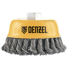 Щетка для УШМ DENZEL 746243, 75 мм, «чашка», крученая нержавеющая проволока 0.5 мм, М14