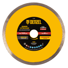 Диск алмазный сплошной DENZEL супертонкий, 200 х 25,4 мм, горячее прессование, мокрое резание Диск алмазный сплошной DENZEL супертонкий, 200 х 25,4 мм, горячее прессование, мокрое резание