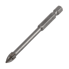 Сверло по керамической плитке DENZEL 6 мм, крестовая пластина, шестигранный хвостовик Сверло по керамической плитке DENZEL 6 мм, крестовая пластина, шестигранный хвостовик
