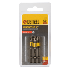 Набор бит комбинированный DENZEL 3 шт., РН1, РН2, РН3, 50 мм, сталь S2 Набор бит комбинированный DENZEL 3 шт., РН1, РН2, РН3, 50 мм, сталь S2