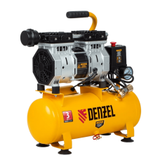 Компрессор безмасляный DENZEL DLS650/10, 650 Вт, 120 л/мин, ресивер 10 л, малошумный Компрессор безмасляный DENZEL DLS650/10, 650 Вт, 120 л/мин, ресивер 10 л, малошумный