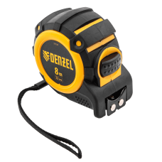 Рулетка DENZEL 31524 8м х 32мм, автоматич. фиксац., нейлон. покрытие, магнит. зацеп, двухстор. разметка