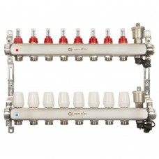 Группа коллекторная ONDO нерж сталь 8 вых. с автомат. воздухоотвод., расход. и термостат. клапанами