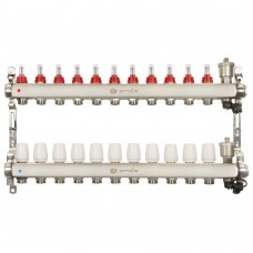 Группа коллекторная ONDO нерж сталь 11 вых. с автомат. воздухоотвод., расход. и термостат. клапанами