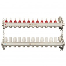 Группа коллекторная ONDO нерж сталь 12 вых. с автомат. воздухоотвод., расход. и термостат. клапанами