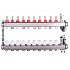 Группа коллект. AQUALINK с расходомерами, сливным краном и автомат. возд-ком, нерж. сталь 1"х10х3/4"