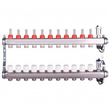 Группа коллект. AQUALINK с расходомерами, сливным краном и автомат. возд-ком, нерж. сталь 1"х11х3/4"