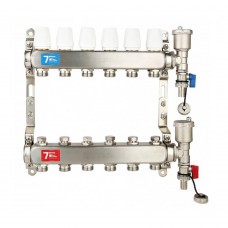 Группа коллект. VIEIR 1"х6х3/4" без/расходомер, с дренаж. кр, воздухоотвод., нерж.сталь VR115-06А