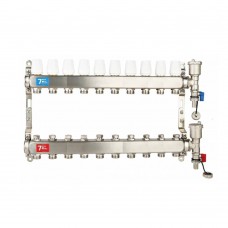 Группа коллект. VIEIR 1"х10х3/4" без/расходомер, с дренаж. кр, воздухоотвод., нерж. ст VR115-10A