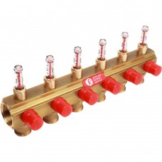 Коллектор Giacomini с отсечными клапанами и расходомерами 1" x 18 /6, R553MY006