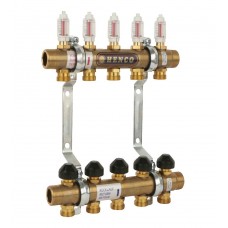Группа коллекторная HENCO латунная с расходомером, 1"M - 12 x 3/4"EK