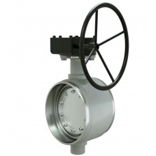 Затвор поворотно-дисковый LD Ду350 Ру25 приварной, 3-х эксцентриковый, с редуктором R, сталь 20