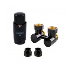 Комплект SCHLOSSER эксклюзивного узла подключения 50 мм с термоголовкой черный RAL 9005 угловой