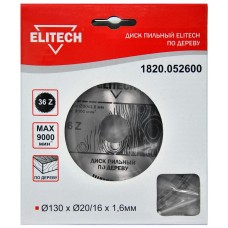 Elitech Диск пильный 130х20/16 36зуб 1820.052600 Elitech Диск пильный 130х20/16 36зуб 1820.052600