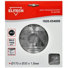 Elitech Диск пильный 170х30 24зуб 1820.054000 Elitech Диск пильный 170х30 24зуб 1820.054000